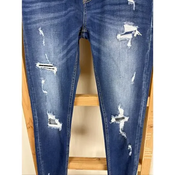NWT Kancan Blue Distressed High-Rise Skinny Ankle Jeans Size 24 #0798 - Picture 3 of 7